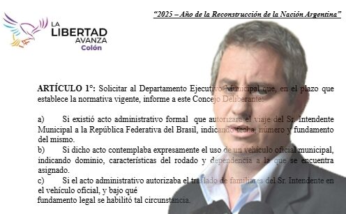 Viaje a Brasil: promueven investigación contra el intendente Walser por el uso del auto oficial para vacacionar fuera del país - El Portal de Ricardo David